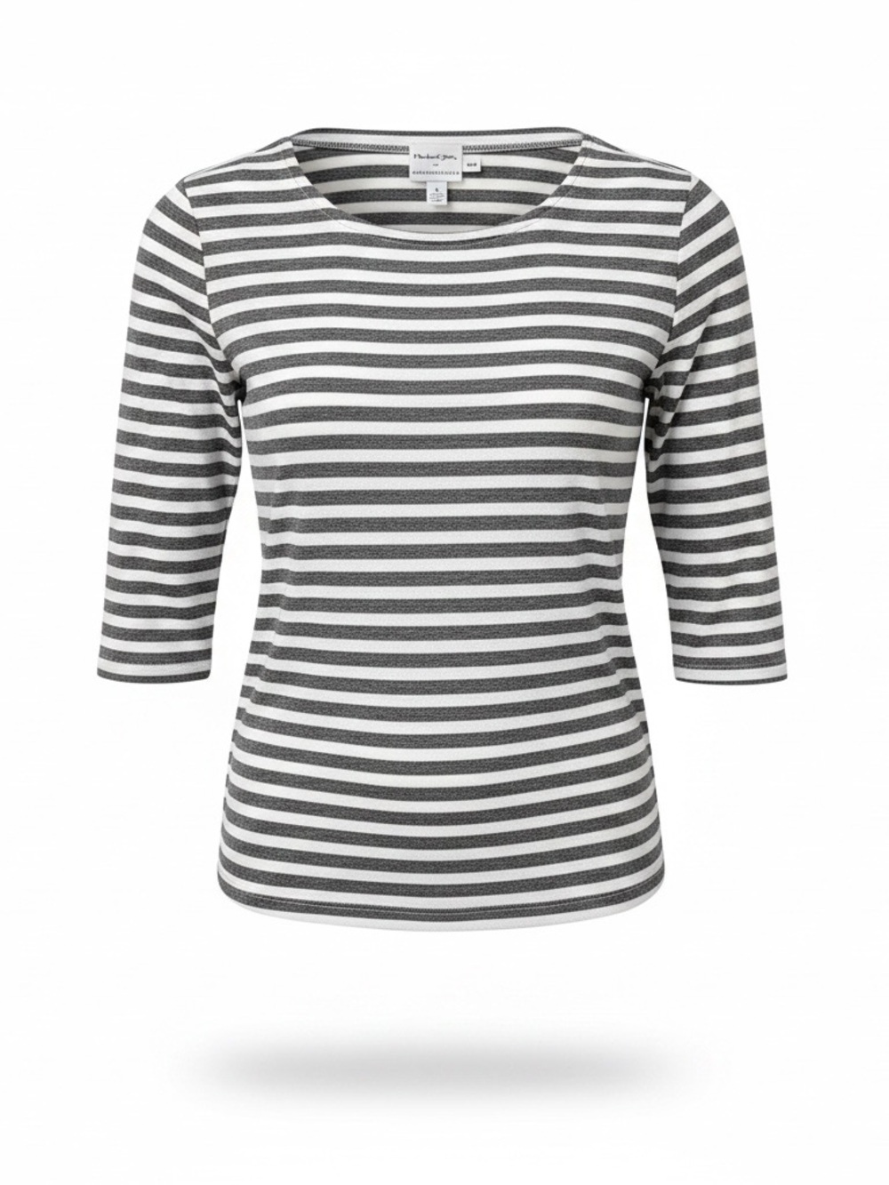 Anthropologie Gray & White Striped Short Sleeve Tee